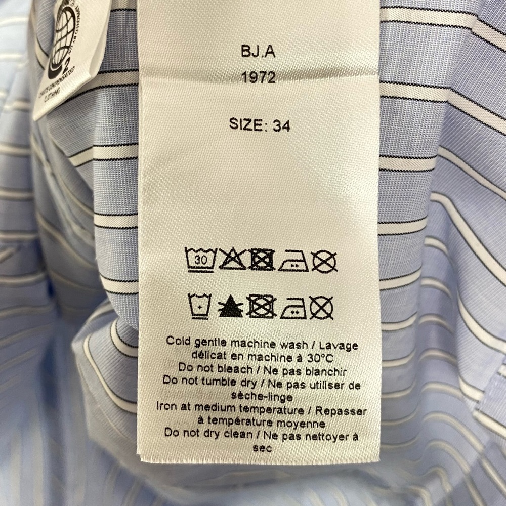Ganni Blue Cotton Striped Button Front Balloon Sleeve Shirt Dress Mini - Picture 6 of 8